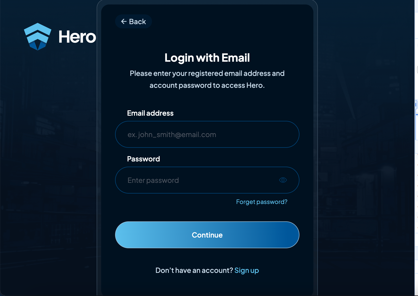 Login With Email on Form